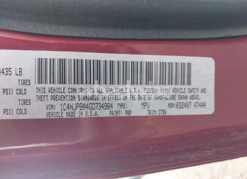 Photo 9 of 2016 Jeep Patriot SPORT (VIN 1C4NJPBA4GD734984)