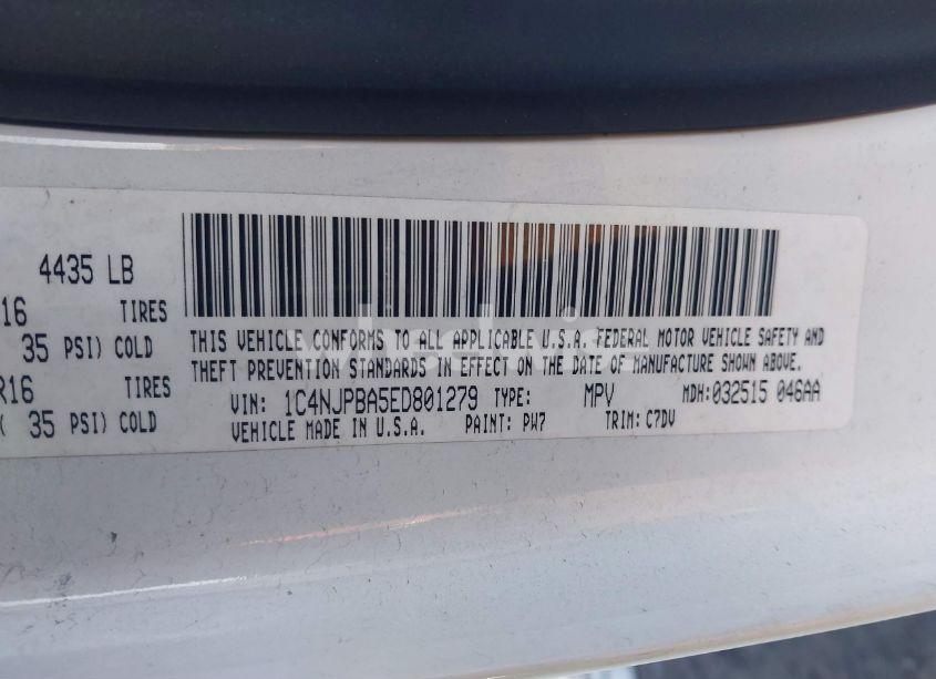 Photo 9 of 2014 Jeep Patriot SPORT (VIN 1C4NJPBA5ED801279)