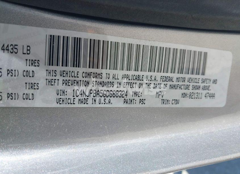 Photo 9 of 2016 Jeep Patriot SPORT (VIN 1C4NJPBA5GD688324)