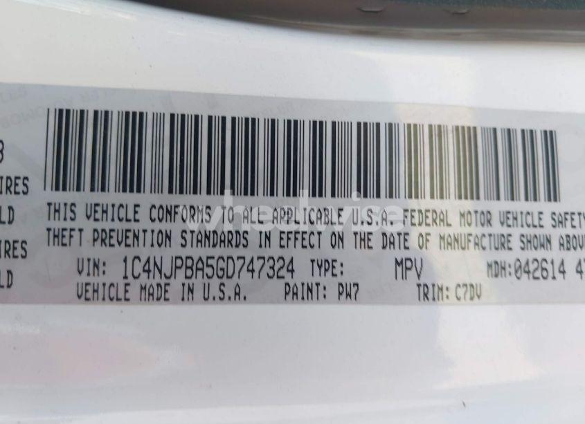 Photo 9 of 2016 Jeep Patriot SPORT (VIN 1C4NJPBA5GD747324)