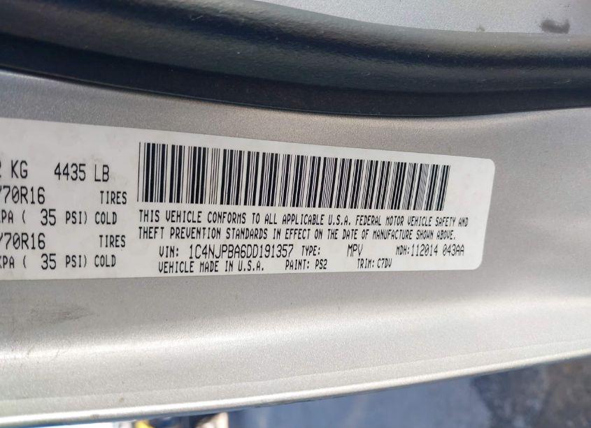 Photo 9 of 2013 Jeep Patriot SPORT (VIN 1C4NJPBA6DD191357)