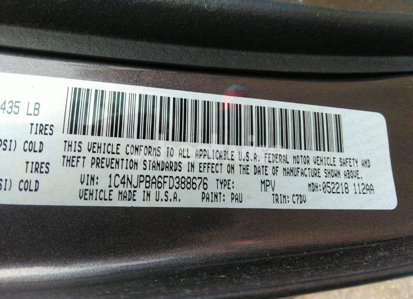 Photo 9 of 2015 Jeep Patriot SPORT (VIN 1C4NJPBA6FD388676)