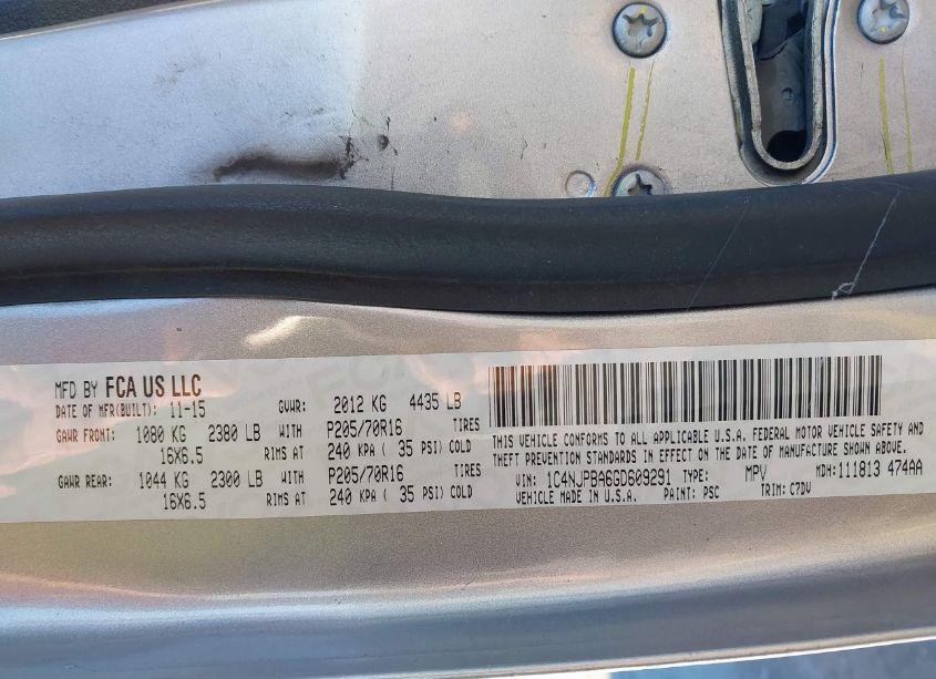 Photo 9 of 2016 Jeep Patriot SPORT (VIN 1C4NJPBA6GD609291)