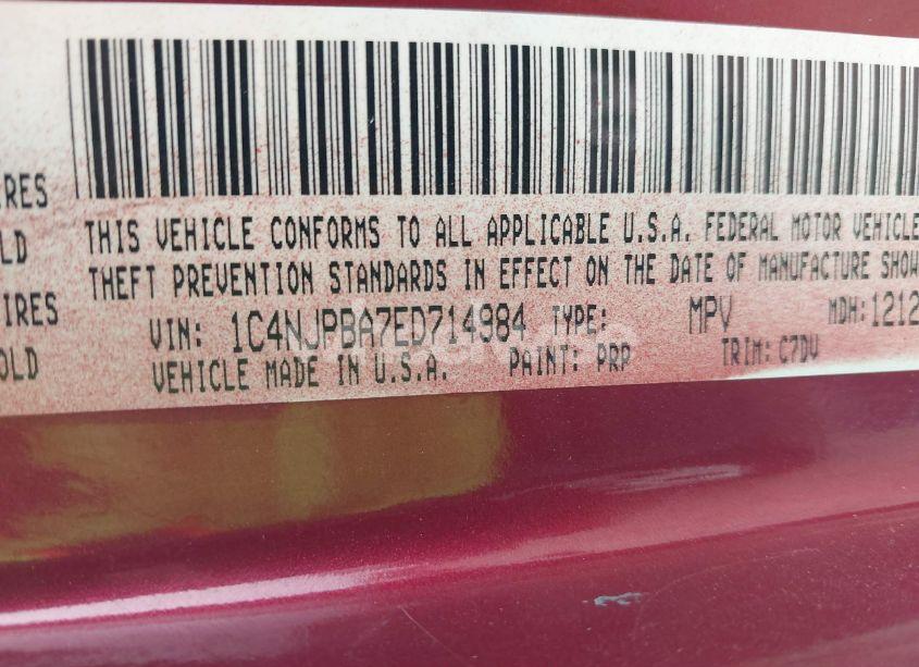 Photo 9 of 2014 Jeep Patriot ALTITUDE (VIN 1C4NJPBA7ED714984)