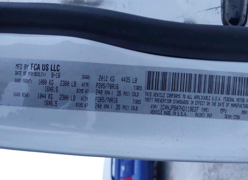 Photo 9 of 2017 Jeep Patriot SPORT FWD (VIN 1C4NJPBA7HD119637)