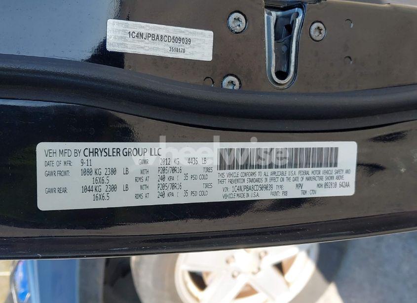 Photo 9 of 2012 Jeep Patriot SPORT (VIN 1C4NJPBA8CD509039)