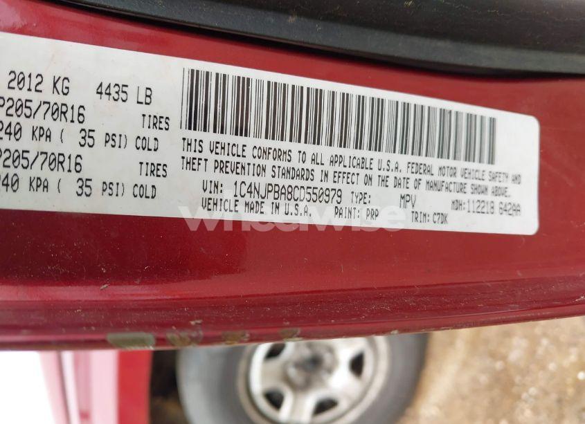 Photo 9 of 2012 Jeep Patriot SPORT (VIN 1C4NJPBA8CD550979)