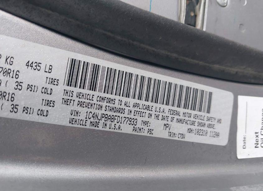 Photo 9 of 2015 Jeep Patriot SPORT (VIN 1C4NJPBA8FD177933)