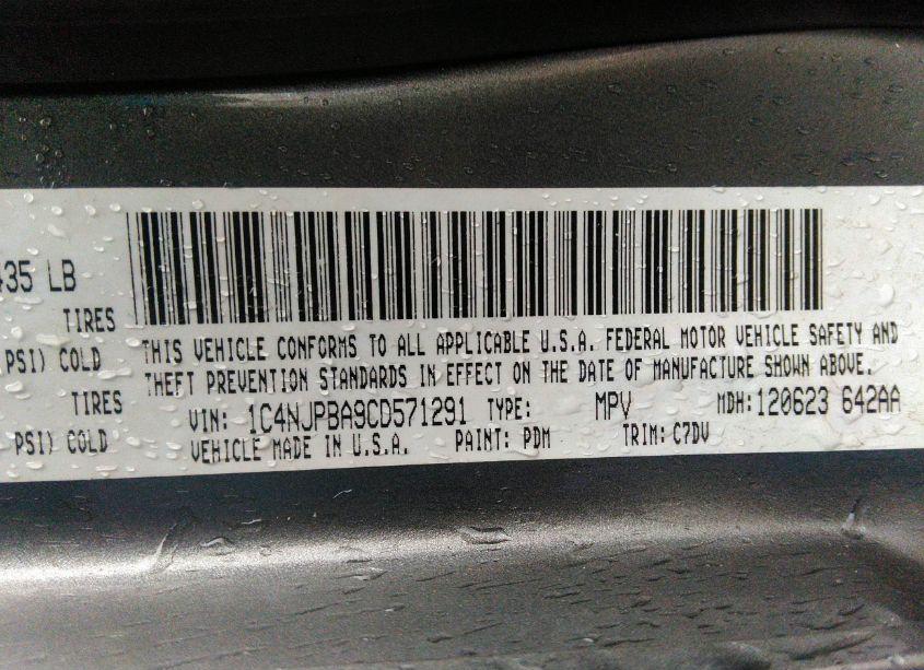 Photo 9 of 2012 Jeep Patriot SPORT (VIN 1C4NJPBA9CD571291)