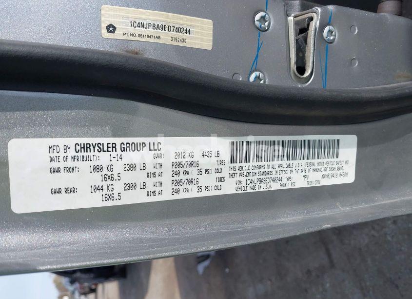 Photo 9 of 2014 Jeep Patriot SPORT (VIN 1C4NJPBA9ED740244)