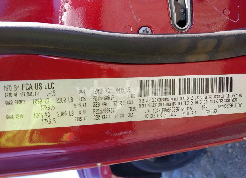 Photo 9 of 2015 Jeep Patriot ALTITUDE EDITION (VIN 1C4NJPBA9FD236150)