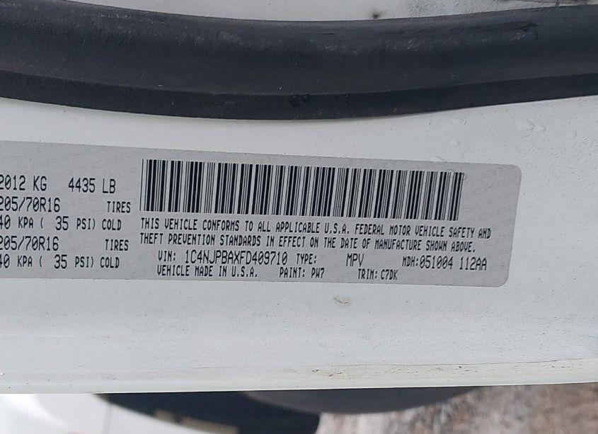 Photo 9 of 2015 Jeep Patriot SPORT (VIN 1C4NJPBAXFD409710)