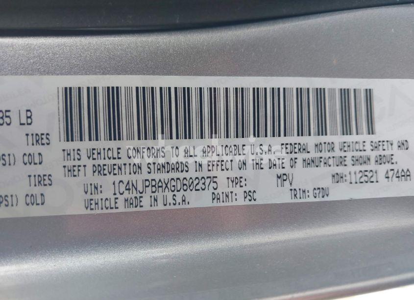 Photo 9 of 2016 Jeep Patriot SPORT SE (VIN 1C4NJPBAXGD602375)