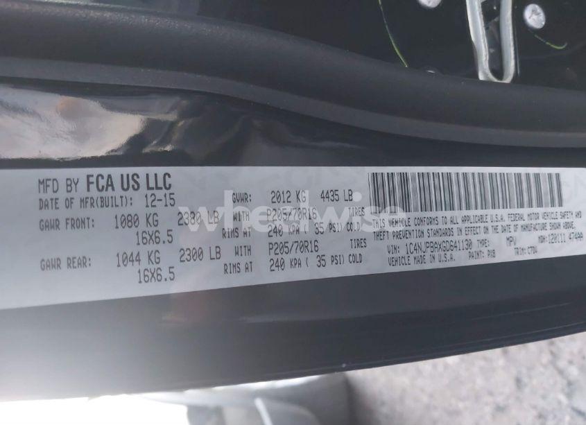 Photo 9 of 2016 Jeep Patriot SPORT (VIN 1C4NJPBAXGD641130)