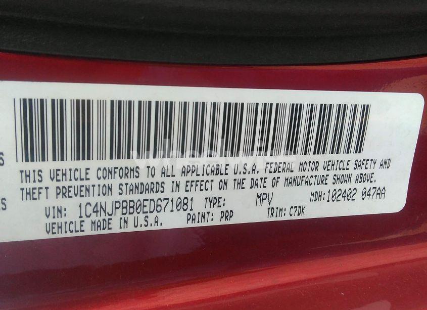 Photo 9 of 2014 Jeep Patriot SPORT (VIN 1C4NJPBB0ED671081)