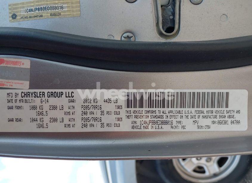 Photo 9 of 2014 Jeep Patriot SPORT (VIN 1C4NJPBB0ED888016)