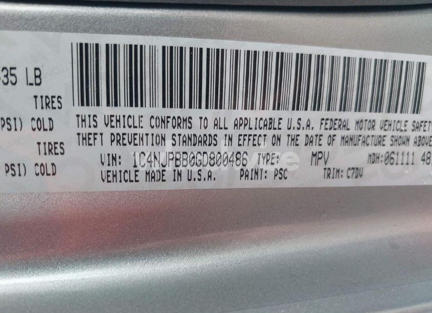 Photo 9 of 2016 Jeep Patriot SPORT (VIN 1C4NJPBB0GD800486)