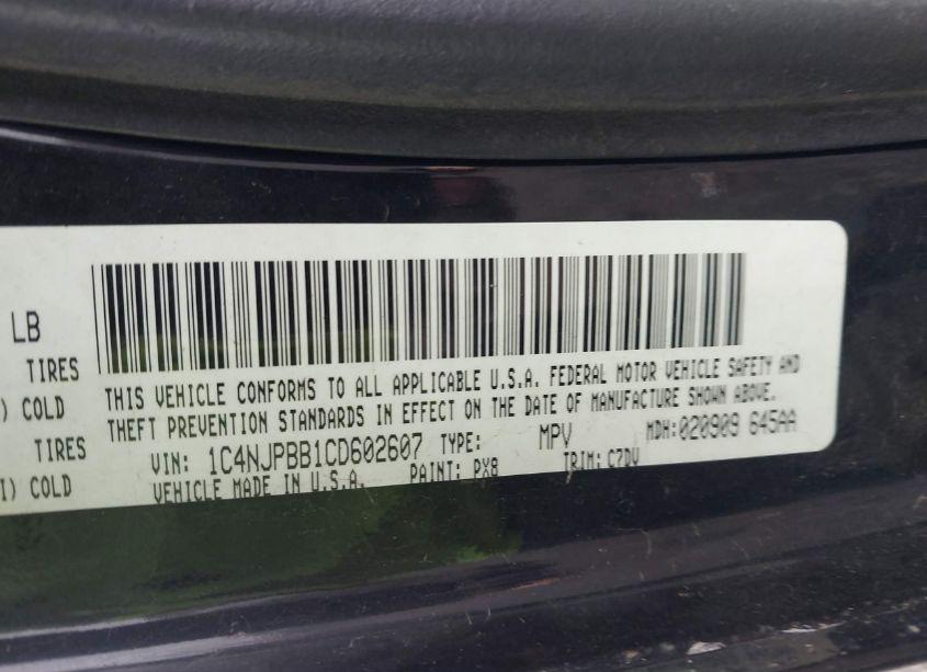 Photo 9 of 2012 Jeep Patriot SPORT (VIN 1C4NJPBB1CD602607)