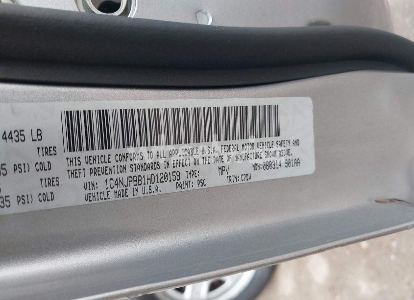 Photo 9 of 2017 Jeep Patriot SPORT FWD (VIN 1C4NJPBB1HD120159)