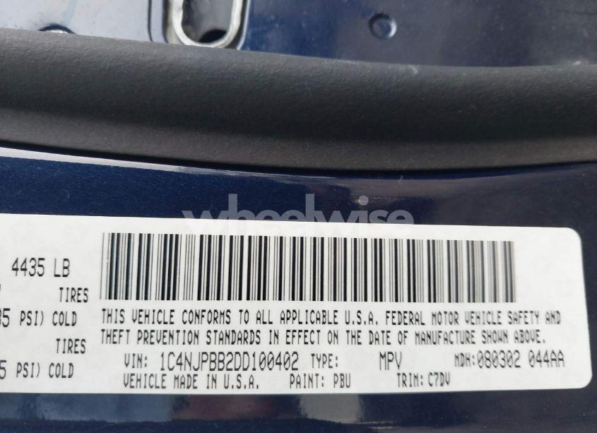 Photo 9 of 2013 Jeep Patriot SPORT (VIN 1C4NJPBB2DD100402)