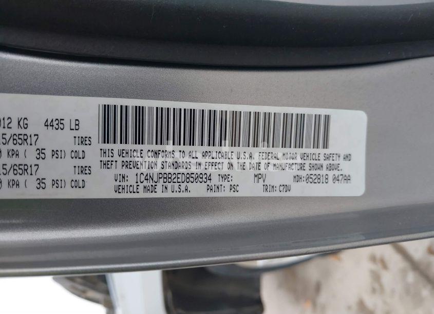 Photo 9 of 2014 Jeep Patriot SPORT (VIN 1C4NJPBB2ED850934)