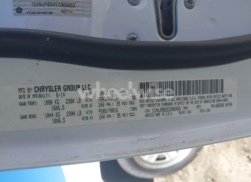 Photo 9 of 2014 Jeep Patriot SPORT (VIN 1C4NJPBB2ED906063)