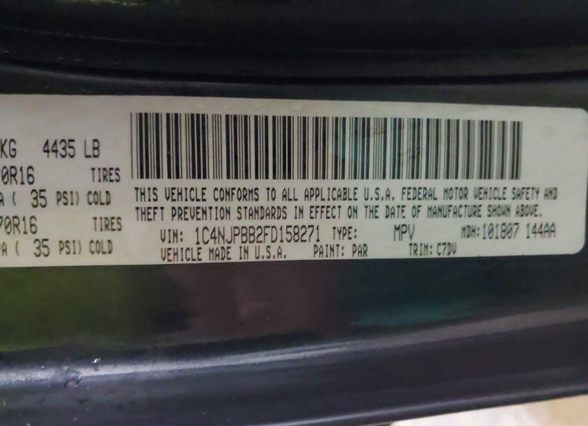 Photo 9 of 2015 Jeep Patriot SPORT (VIN 1C4NJPBB2FD158271)