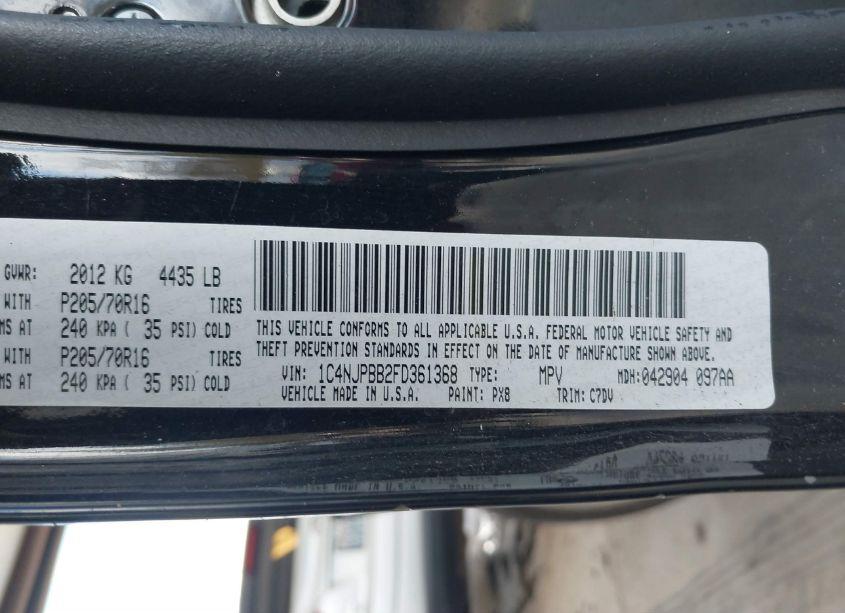 Photo 9 of 2015 Jeep Patriot SPORT (VIN 1C4NJPBB2FD361368)