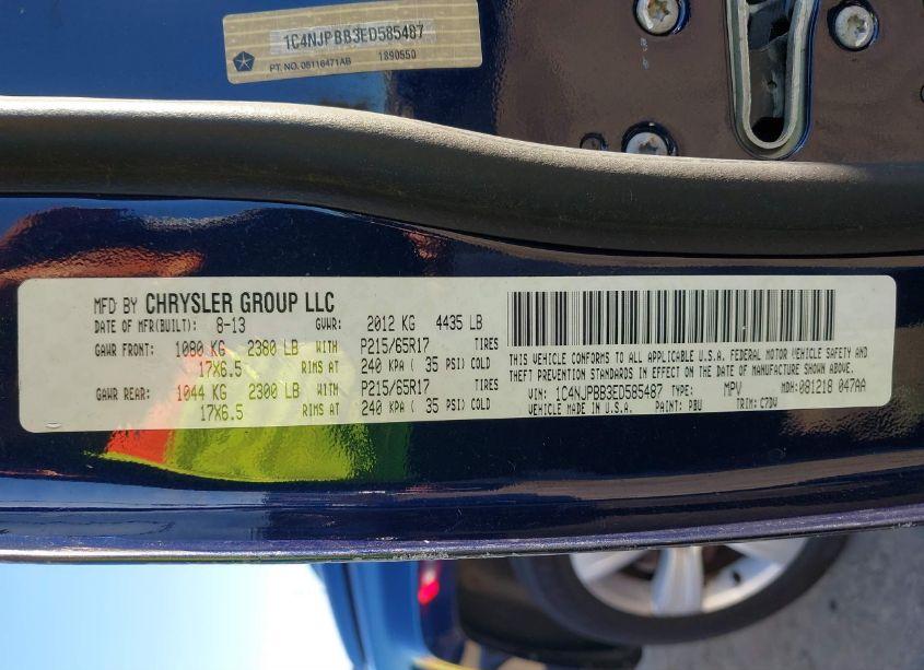 Photo 9 of 2014 Jeep Patriot SPORT (VIN 1C4NJPBB3ED585487)