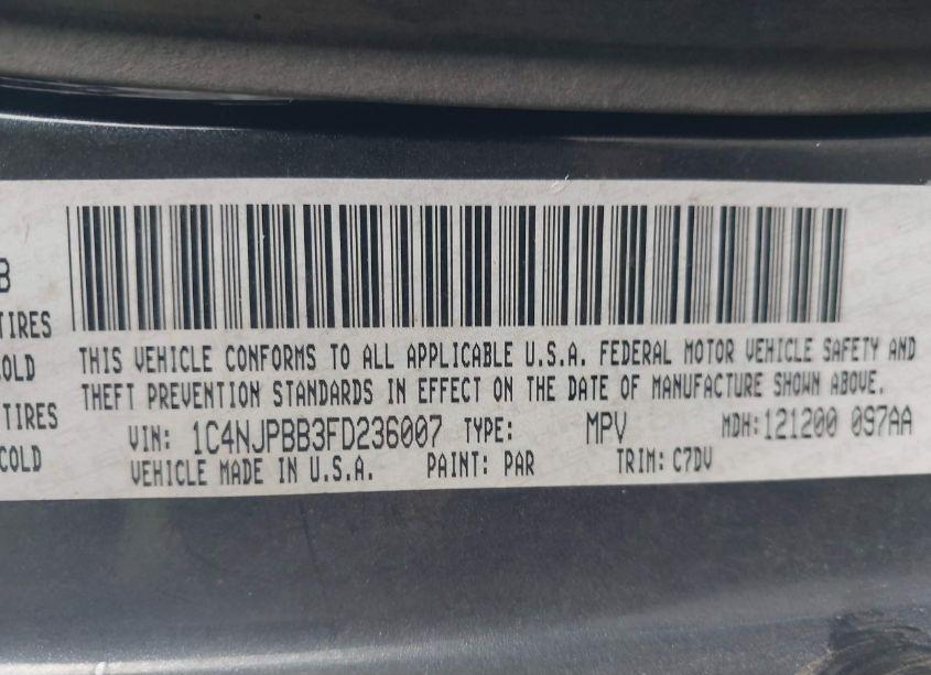 Photo 9 of 2015 Jeep Patriot SPORT (VIN 1C4NJPBB3FD236007)