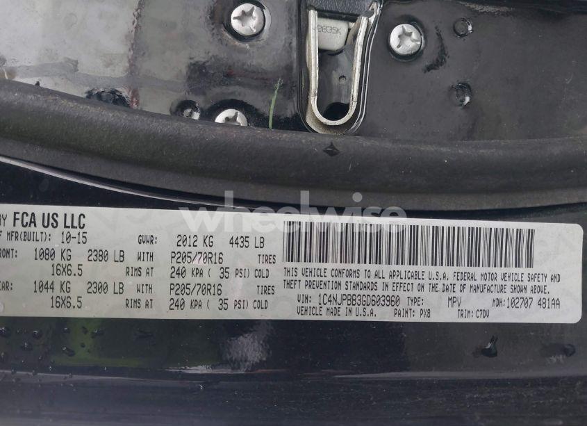 Photo 9 of 2016 Jeep Patriot SPORT (VIN 1C4NJPBB3GD603960)