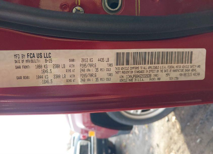 Photo 9 of 2016 Jeep Patriot SPORT (VIN 1C4NJPBB4GD532638)