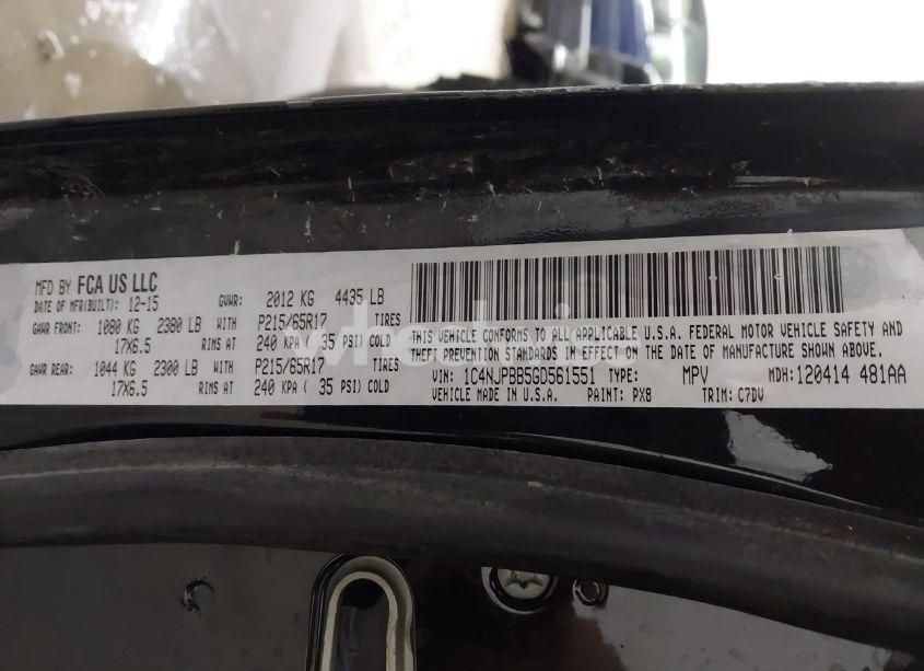 Photo 9 of 2016 Jeep Patriot SPORT (VIN 1C4NJPBB5GD561551)