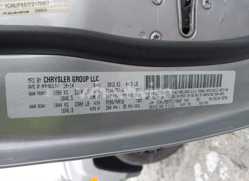 Photo 9 of 2015 Jeep Patriot SPORT (VIN 1C4NJPBB7FD179407)