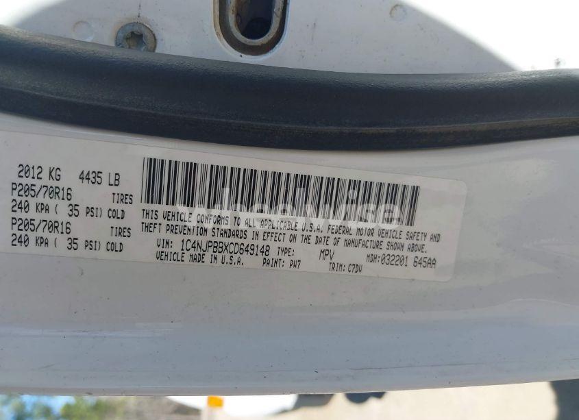 Photo 9 of 2012 Jeep Patriot SPORT (VIN 1C4NJPBBXCD649148)