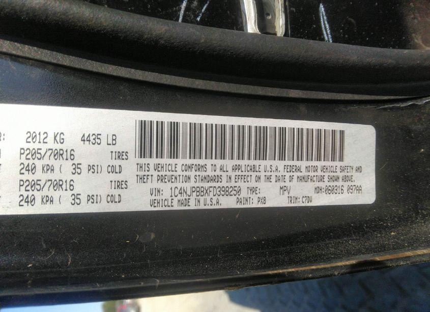 Photo 9 of 2015 Jeep Patriot SPORT (VIN 1C4NJPBBXFD398250)