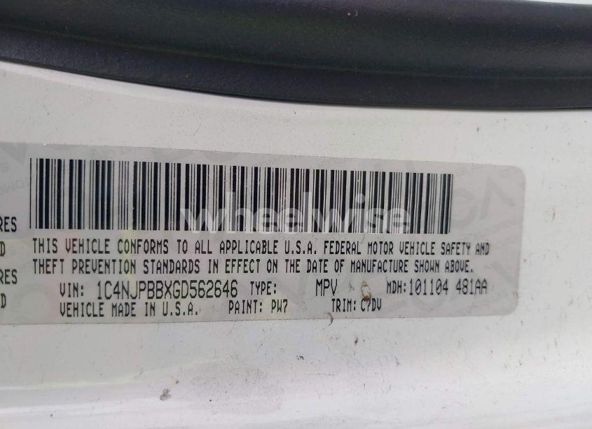 Photo 9 of 2016 Jeep Patriot SPORT (VIN 1C4NJPBBXGD562646)