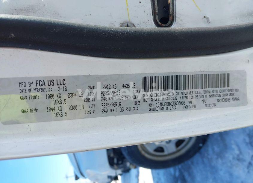 Photo 9 of 2016 Jeep Patriot SPORT (VIN 1C4NJPBBXGD650080)