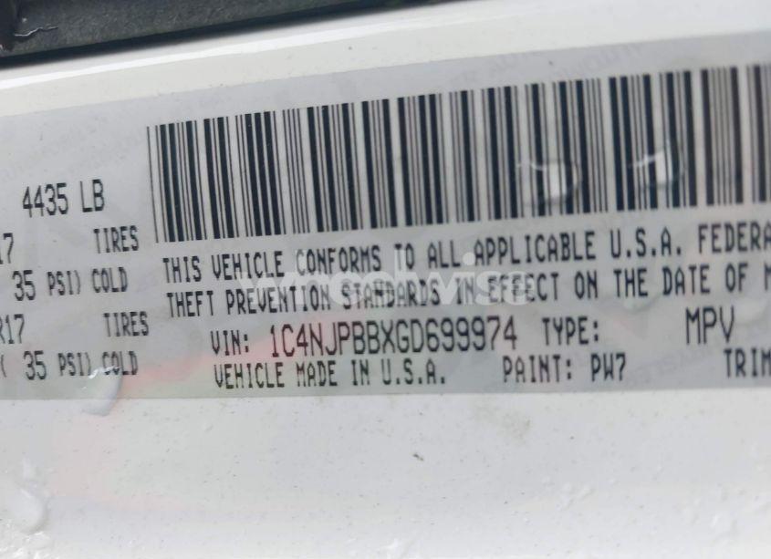 Photo 9 of 2016 Jeep Patriot SPORT (VIN 1C4NJPBBXGD699974)