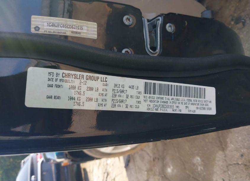 Photo 9 of 2012 Jeep Patriot LIMITED (VIN 1C4NJPCB5CD631915)