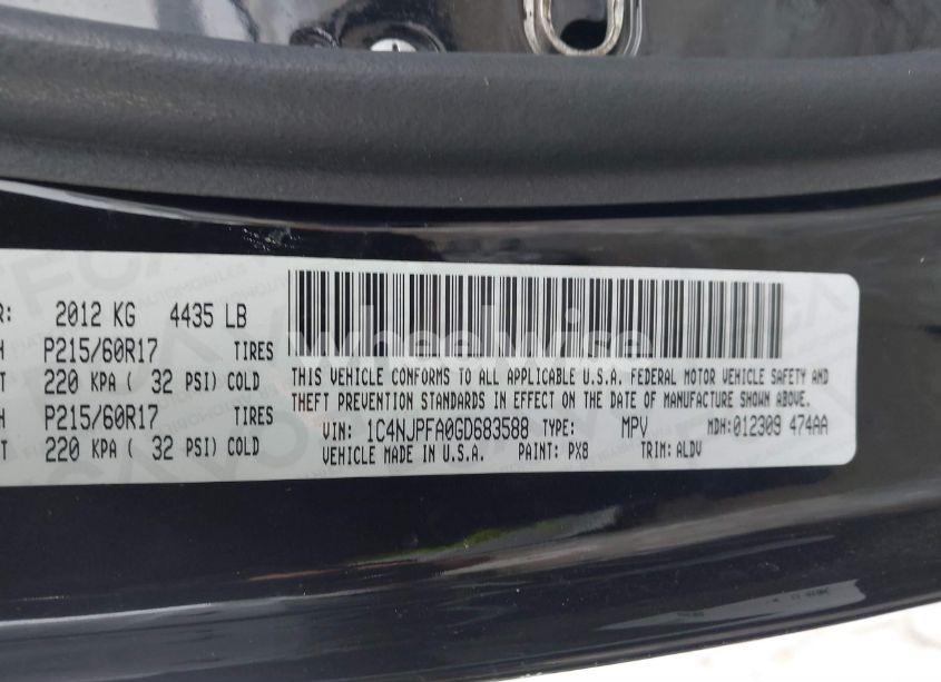 Photo 9 of 2016 Jeep Patriot HIGH ALTITUDE EDITION (VIN 1C4NJPFA0GD683588)