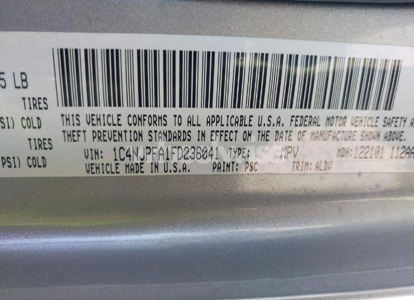 Photo 9 of 2015 Jeep Patriot HIGH ALTITUDE EDITION (VIN 1C4NJPFA1FD236041)