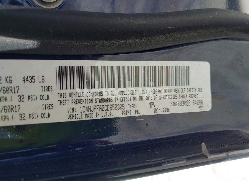 Photo 9 of 2012 Jeep Patriot LATITUDE (VIN 1C4NJPFA2CD652305)