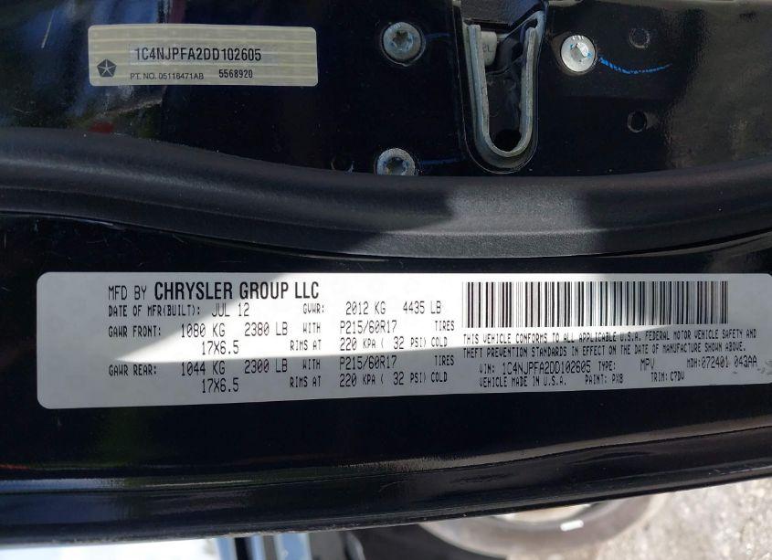 Photo 9 of 2013 Jeep Patriot LATITUDE (VIN 1C4NJPFA2DD102605)