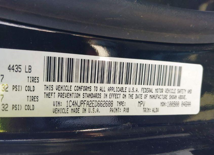 Photo 9 of 2014 Jeep Patriot HIGH ALTITUDE (VIN 1C4NJPFA2ED662688)