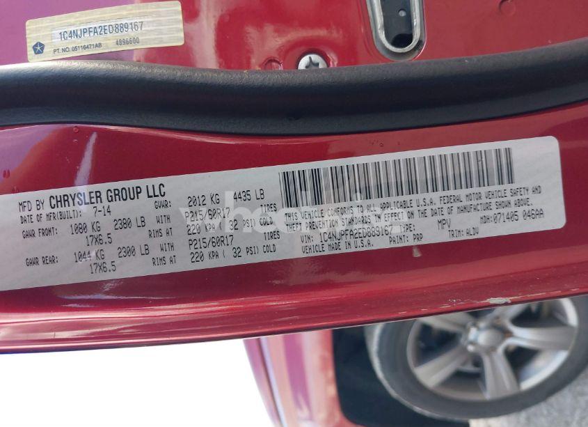 Photo 9 of 2014 Jeep Patriot HIGH ALTITUDE (VIN 1C4NJPFA2ED889167)