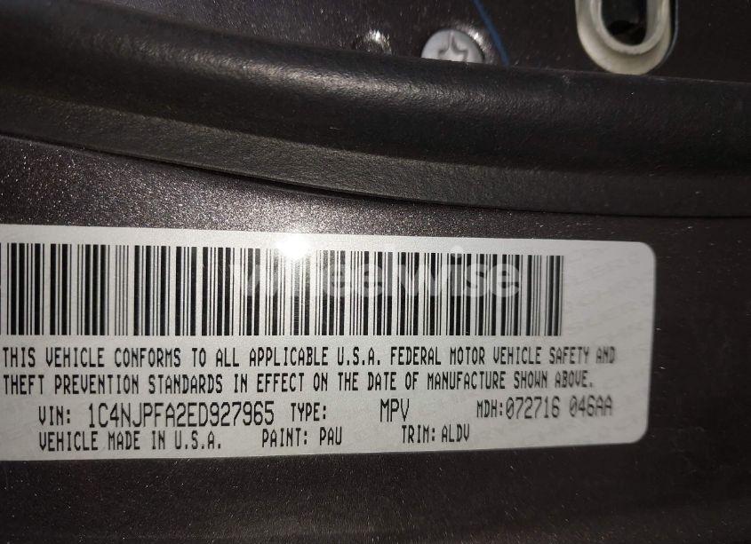 Photo 9 of 2014 Jeep Patriot HIGH ALTITUDE (VIN 1C4NJPFA2ED927965)