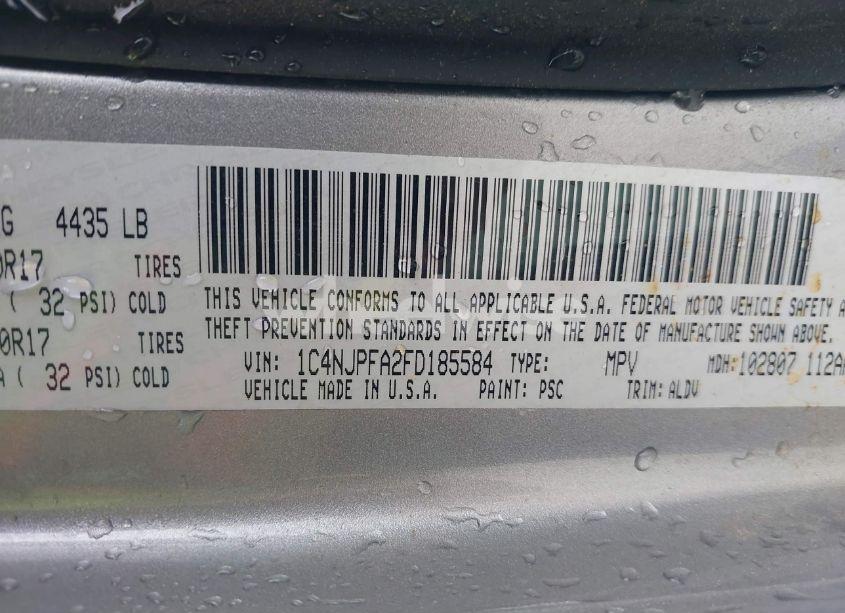 Photo 9 of 2015 Jeep Patriot HIGH ALTITUDE EDITION (VIN 1C4NJPFA2FD185584)