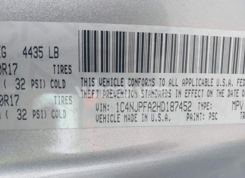 Photo 9 of 2017 Jeep Patriot HIGH ALTITUDE FWD (VIN 1C4NJPFA2HD187452)