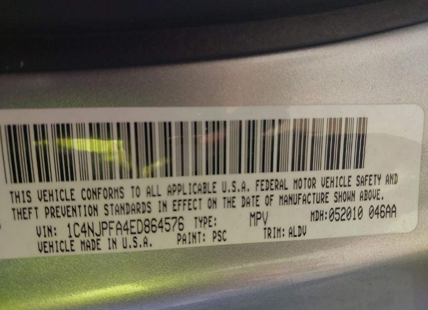 Photo 9 of 2014 Jeep Patriot HIGH ALTITUDE (VIN 1C4NJPFA4ED864576)